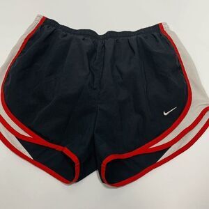 Nike Women's Dri-Fit Shorts Active Running Athletic Mesh Side Black Red Medium